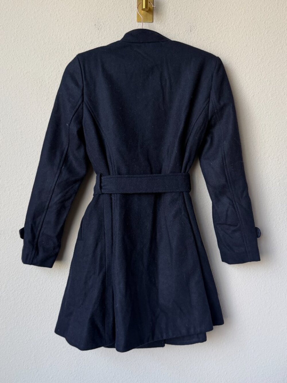 ASOS Petite Black Wool Military Flared Peacoat Size 2 - Picture 3 of 6